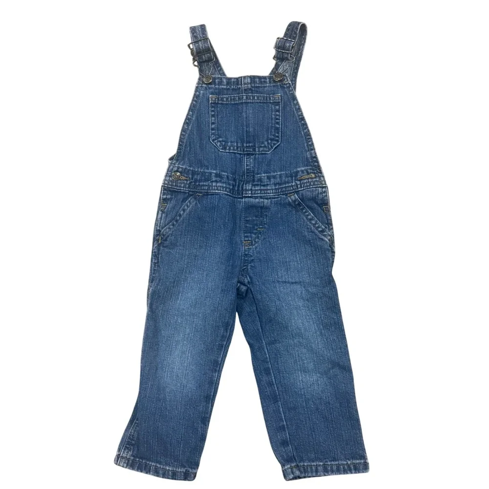 Wrangler Denim Overalls Jeans Blue Size‎ 2T Little Boys Girls Adjustable Strap